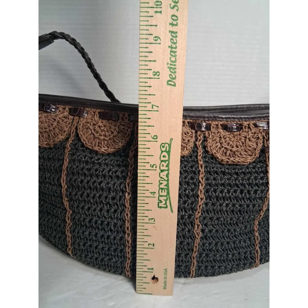 Brighton Hobo Purse Brown‎ Tan Crochet Leather Heart Charm Shoulder Bag
